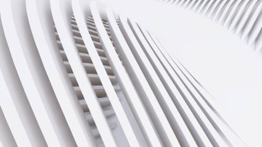 Soyut Eğri Şekiller. Beyaz Dairesel Arkaplan. Soyut arkaplan. 3d illüstrasyon