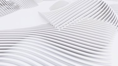 Soyut Eğri Şekiller. Beyaz Dairesel Arkaplan. Soyut arkaplan. 3d illüstrasyon