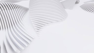 Soyut Eğri Şekiller. Beyaz Dairesel Arkaplan. Soyut arkaplan. 3d illüstrasyon