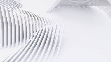 Soyut Eğri Şekiller. Beyaz Dairesel Arkaplan. Soyut arkaplan. 3d illüstrasyon