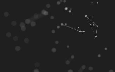 3d soyut arkaplan. Çokgen şekilli molekül teknolojisi, noktaları ve çizgileri birleştiriyor. Bağlantı yapısı. Büyük veri görselleştirmesi. 3d arkaplan.