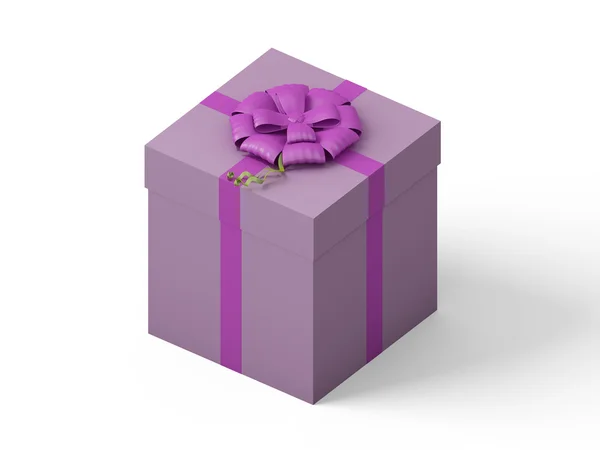 Caja de regalo rosa con lazo de cinta rosa — Foto de Stock