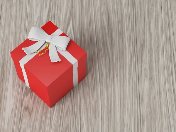 Confezione regalo rossa con fiocco a nastro bianco — Foto Stock