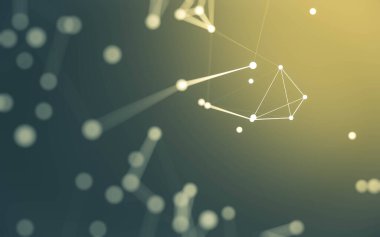 3d soyut arkaplan. Çokgen şekilli molekül teknolojisi, noktaları ve çizgileri birleştiriyor. Bağlantı yapısı. Büyük veri görselleştirmesi. 3d arkaplan.