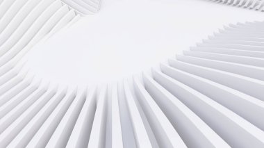 Soyut Eğri Şekiller. Beyaz Dairesel Arkaplan. Soyut arkaplan. 3d illüstrasyon