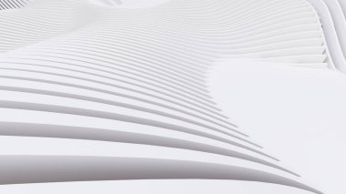 Soyut Eğri Şekiller. Beyaz Dairesel Arkaplan. Soyut arkaplan. 3d illüstrasyon