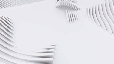 Soyut Eğri Şekiller. Beyaz Dairesel Arkaplan. Soyut arkaplan. 3d illüstrasyon