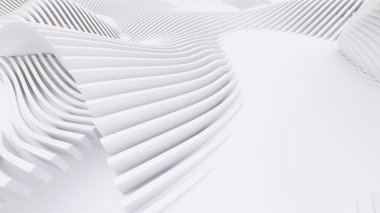 Soyut Eğri Şekiller. Beyaz Dairesel Arkaplan. Soyut arkaplan. 3d illüstrasyon