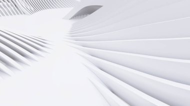 Soyut Eğri Şekiller. Beyaz Dairesel Arkaplan. Soyut arkaplan. 3d illüstrasyon