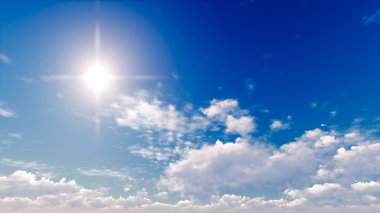 Bulutlu gökyüzü mavi arka plan, 3d çizim