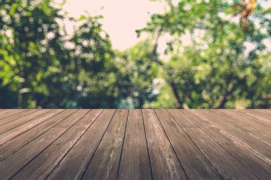 ahşap plakalar zemin ile sonbahar ormandaki güzel güneş ışığı