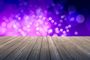 Perspektif ahşap ve bokeh arka plan ışık