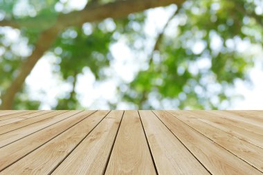 Perspektif ahşap ve bokeh arka plan ışık