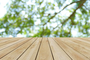 Perspektif ahşap ve bokeh arka plan ışık