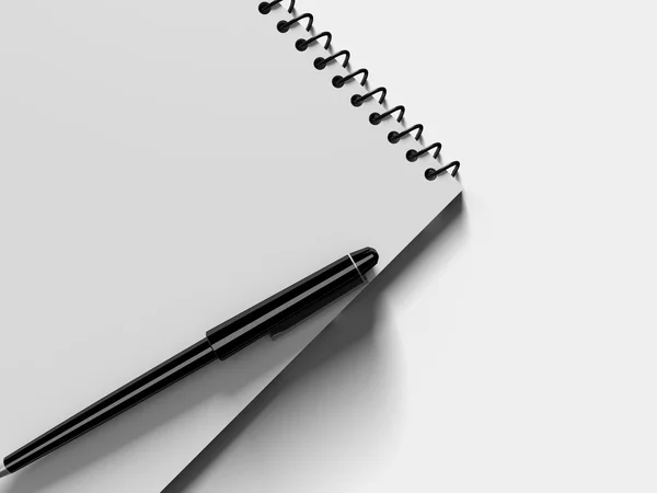Lege nota papier met pen. geïsoleerd op wit. — Stockfoto