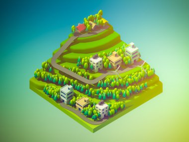 yeşil bir dünya kavramı izometrik görünümünde