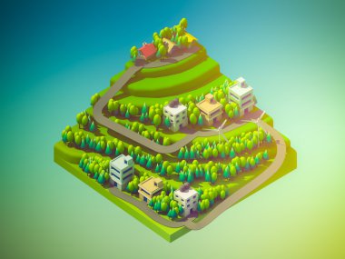 yeşil bir dünya kavramı izometrik görünümünde