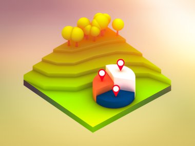Peyzaj kavramı izometrik Infographic veri analytics gösterilen,