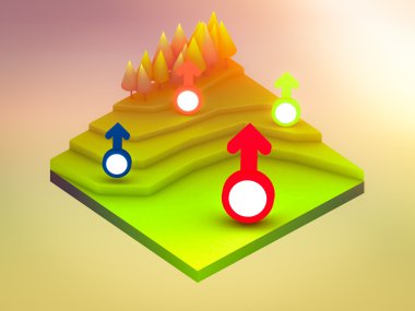 Peyzaj kavramı izometrik Infographic veri analytics gösterilen,