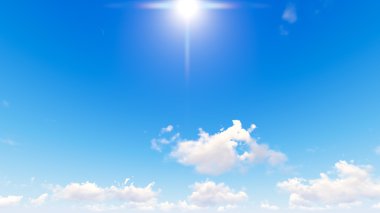 Bulutlu gökyüzü mavi arka plan, 3d çizim