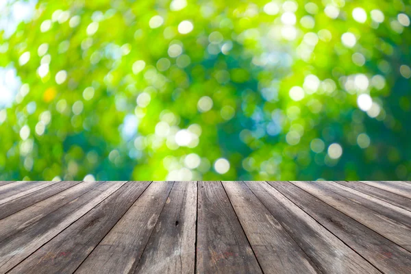 Perspektif ahşap ve bokeh arka plan ışık