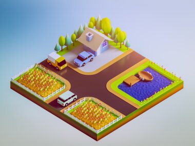 yeşil bir dünya kavramı izometrik görünümünde