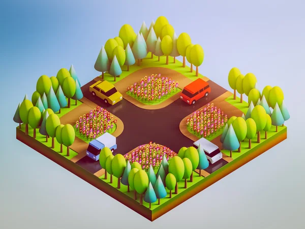 Concepto de tierra verde en vista isométrica — Foto de Stock