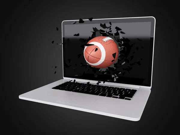 Futebol destruir laptop — Fotografia de Stock