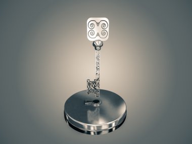 Gri bir degrade arka plan üzerinde bir labirent anahtarıdır.