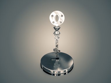 Gri bir degrade arka plan üzerinde bir labirent anahtarıdır.