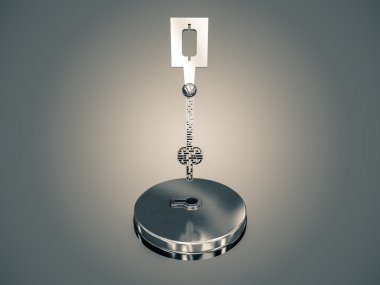 Gri bir degrade arka plan üzerinde bir labirent anahtarıdır.