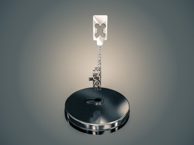 Gri bir degrade arka plan üzerinde bir labirent anahtarıdır.