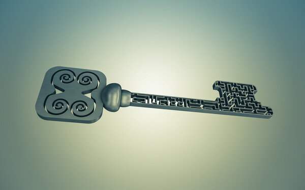 The key is a maze, on a gray gradient background.
