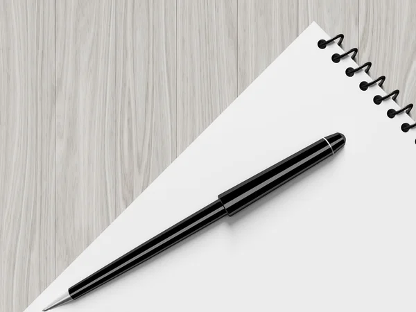 Üres Megjegyzés: papír, toll. a fa háttér — Stock Fotó