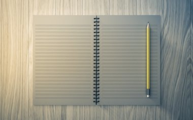 Boş Not kağıt kalem ile. ahşap arka plan üzerinde