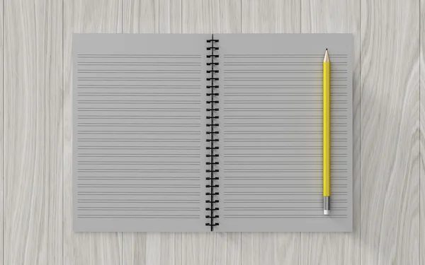 Papel en blanco con lápiz. sobre fondo de madera — Foto de Stock