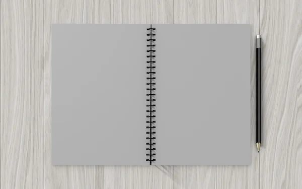 Blank note paper with pencil. on wood background — Stock Photo, Image