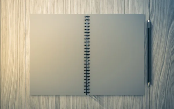 Blank note paper with pencil. on wood background — Stock Photo, Image