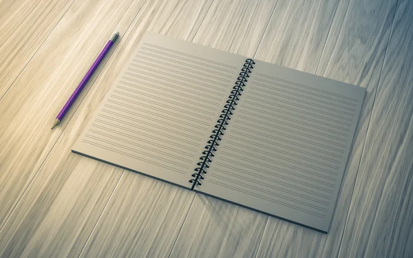 Papel en blanco con lápiz. sobre fondo de madera — Foto de Stock