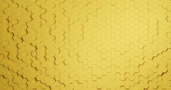 Altıgenli üç boyutlu soyut arkaplan, altıgenli sarı modern teknoloji arka planı, üç boyutlu illüstrasyon, bal peteği, arı kovanı oluşturma arkaplanı