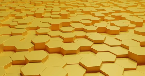 Altıgenli üç boyutlu soyut arkaplan, altıgenli sarı modern teknoloji arka planı, üç boyutlu illüstrasyon, bal peteği, arı kovanı oluşturma arkaplanı