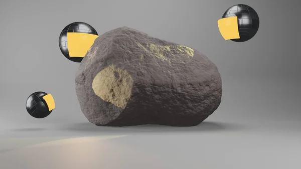 Uçan robotlar web ve baskı şablonları sunumu için bir kaya ya da mineral üzerinde araştırma yapıyorlar. Mars 'ın gelecekteki projeleri için keşfi