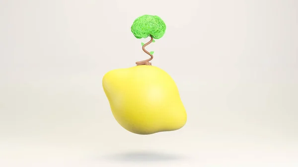 Yazdırma ve web şablonu sunumu için ağaç saplı 3 boyutlu turunçgiller. Reklam ve sosyal medya için boşluk kopyala. Web siteleri için temiz ve yumuşak 3B model