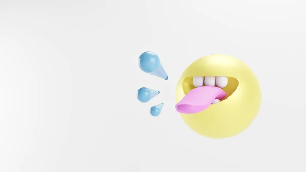 Beyaz arka planda izole edilmiş üç boyutlu mutlu emoji çizimi. Yazdırma ve web sunum şablonu için boşluk kopyala