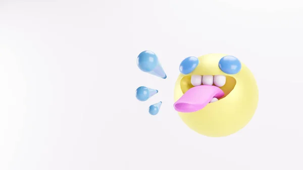 Beyaz arka planda izole edilmiş üç boyutlu mutlu emoji çizimi. Yazdırma ve web sunum şablonu için boşluk kopyala