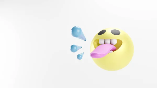 Beyaz arka planda izole edilmiş üç boyutlu mutlu emoji çizimi. Yazdırma ve web sunum şablonu için boşluk kopyala