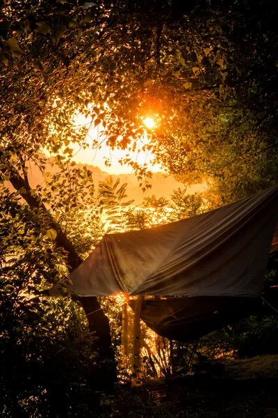 Gün batımı çadır — Stok fotoğraf