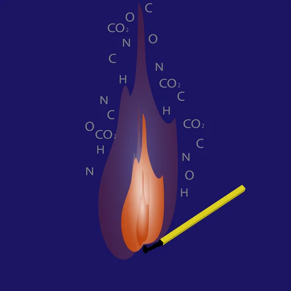 El proceso de quemar una cerilla desde un punto de vista científico — Foto de Stock