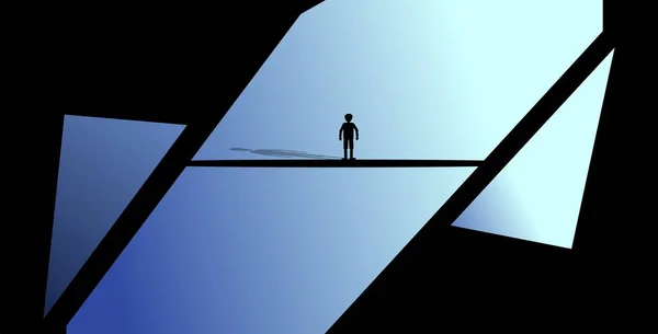 silhouette of a person standing on a ladder