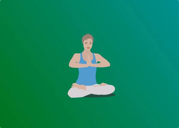 Yoga Woman Yoga Position Woman Doing Yoga Yoga Lotus Position — Stock Vector